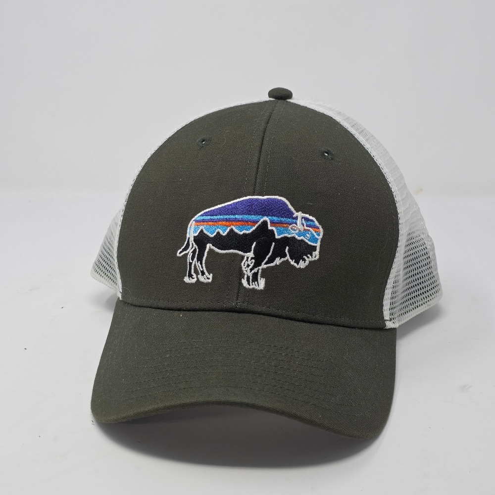 Patagonia Fitz Roy Bison Trucker Hat Green White Snapback Cap 38049 SP16